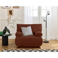 Bestmobilier - Cristal - sessel - schlaffunktion und bettkasten - aus kordsamt - terrakotta von BESTMOBILIER