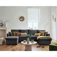 Cyrus - 7-sitzer wohnlandschaft u-form - schlaffunktion und bettkasten - - aus cordstoff - dunkelgrau Cyrus - 7-sitzer wohnlandschaft u-form - schlaffunktion und bettkasten - - aus cordstoff - dunkelgrau von BESTMOBILIER