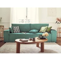 Bestmobilier - Dellia – 3-sitzer sofa mit schlaffunktion – mit bettkasten – aus cord – zeitgenössischer stil - blau Bestmobilier - Dellia – 3-sitzer sofa mit schlaffunktion – mit bettkasten – aus cord – zeitgenössischer stil - blau von BESTMOBILIER