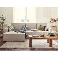 Bestmobilier - Dellia – ecksofa beidseitig montierbar mit schlaffunktion – mit bettkasten – aus cord – 4-sitzer - beige von BESTMOBILIER