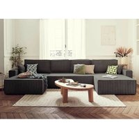 Dellia – wohnlandschaft u-form – 7-sitzer – mit schlaffunktion – mit bettkasten – aus cord - dunkelgrau Dellia – wohnlandschaft u-form – 7-sitzer – mit schlaffunktion – mit bettkasten – aus cord - dunkelgrau von BESTMOBILIER