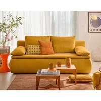 Kurt - 3-sizter schlafsofa mit bettkasten aus strukturiertem samt - gelb von BESTMOBILIER