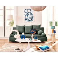 Larson - 3-sitzer einzelsofa schlaffunktion und bettkasten aus strukturiertem samt - grün von BESTMOBILIER