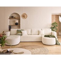 Miro - wohnlandschaft u-form 7-sitzer - schlaffunktion und bettkasten - aus strukturiertem samt - beige Miro - wohnlandschaft u-form 7-sitzer - schlaffunktion und bettkasten - aus strukturiertem samt - beige von BESTMOBILIER