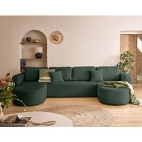 Miro - wohnlandschaft u-form 7-sitzer - schlaffunktion und bettkasten - aus strukturiertem samt - grün Miro - wohnlandschaft u-form 7-sitzer - schlaffunktion und bettkasten - aus strukturiertem samt - grün von BESTMOBILIER