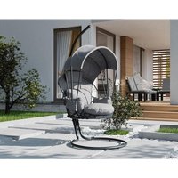 Bestmobilier - Namu - hängesessel mit sonnenblende - aus stoff - schwarz / grau von BESTMOBILIER