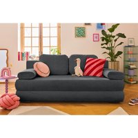 Nora - 3-sizter schlafsofa mit bettkasten aus strukturiertem stoff - dunkelgrau von BESTMOBILIER