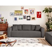 Bestmobilier - Topaze - 3-sitzer sofa - schlaffunktion und bettkasten - aus cord - grau von BESTMOBILIER