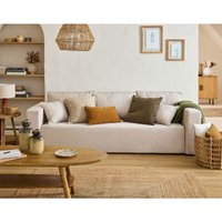 Bestmobilier - Topaze - 3-sizter sofa - schlaffunktion und bettkasten - aus stoff - beige von BESTMOBILIER