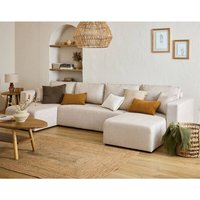 Topaze - wohnlandschaft - 7 sitzplätze - schlaffunktion und bettkasten - aus stoff - beige von BESTMOBILIER