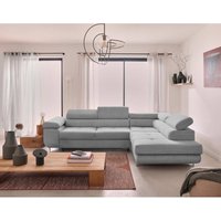 Zaria – ecksofa rechts – mit schlaffunktion und bettkasten sowie verstellbaren kopfstützen – 5-sitzer – aus cord - hellgrau von BESTMOBILIER