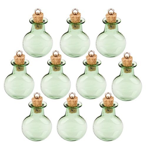 BESTOMZ Mini Glasfläschchen mit Korkverschluss/kleine Glasflaschen/Mini Flasche/Mini Fläschchen mit Korken 10 STK (Green) von BESTOMZ