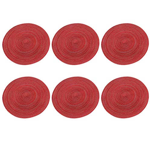 BESTonZON 6 Stücke Untersetzer Runde Geflochtene Tischsets Indoor Outdoor Platzset Küchenmatte für Esstisch 36 * 36 cm Rot von BESTonZON