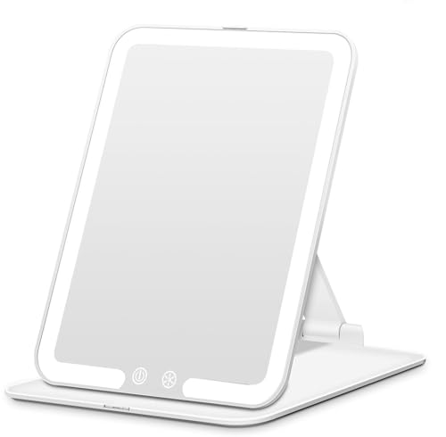 BESTOPE PRO Beleuchteter Makeup Spiegel mit 3 Farbtemperaturen, 10x Vergrößerung & USB-C Ladung - Tragbar, 1500mAh Akku, 3h Laufzeit Weiß von BESTOPE PRO