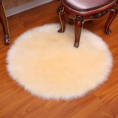 BESTORI 100 cm Rund Teppich Flauschig Weich Wohnzimmerteppich waschbarer Küchenteppich Shaggy Bettvorleger Moderner Matte für Schlafzimmer Flur, Beige von BESTORI