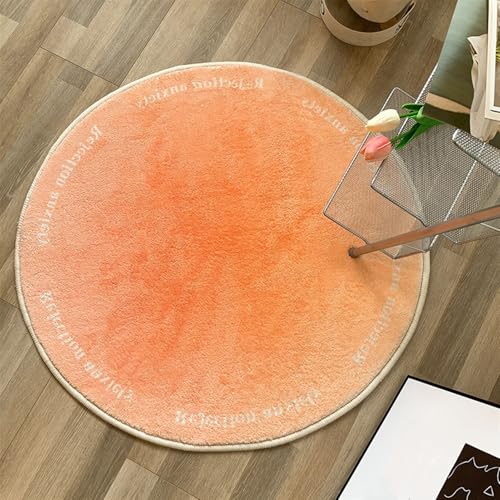 BESTORI 100 cm Teppich Rund Gradient für Wohnzimmer Weich Rutschfester Bettvorleger Waschbar Matte für Kinderzimmer Schlafzimmer Dekoration, Orange von BESTORI