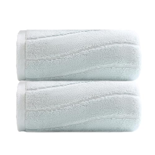 BESTORI 2 Stück Badetücher Groß 70 x 140 cm Badetuch-Set Saugfähig Leicht Baumwolle Duschtücher Weich Kompakt Handtuch Haare Saunatücher, Blau von BESTORI