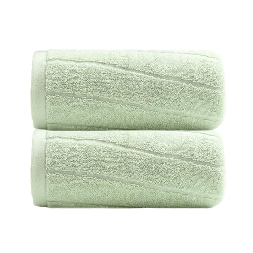 BESTORI 2 Stück Badetücher Groß 70 x 140 cm Badetuch-Set Saugfähig Leicht Baumwolle Duschtücher Weich Kompakt Handtuch Haare Saunatücher, Dunkelgrün von BESTORI