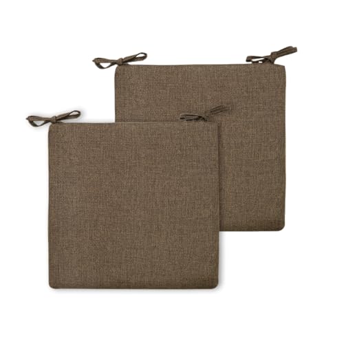 BESTORI 2er Set Sitzkissen 45 x 45 cm Rutschfestes Stuhlkissen mit Bändern Weiche Quadratisches Baumwolle und Leinen Kissen für Indoor & Outdoor Kaffee von BESTORI