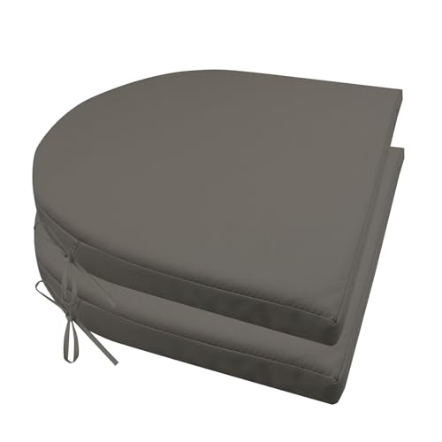 BESTORI 2er Set Stuhlkissen mit Bändern Wasserdicht Rutschfestes Sitzkissen Bequeme Halbrund Sitzpolster für Gartenmöbel Oder Stuhl Wasserdicht Garten 40 x 40 x 4 cm Dunkelgrau von BESTORI