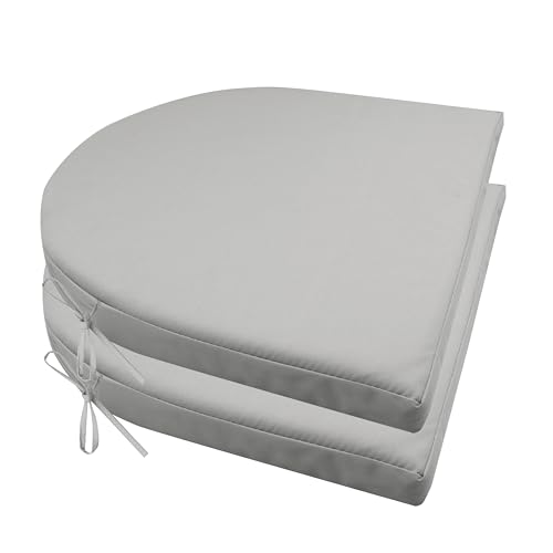 BESTORI 2er Set Stuhlkissen mit Bändern Wasserdicht Rutschfestes Sitzkissen Bequeme Halbrund Sitzpolster für Gartenmöbel Oder Stuhl Wasserdicht Garten 40 x 40 x 4 cm Grau von BESTORI