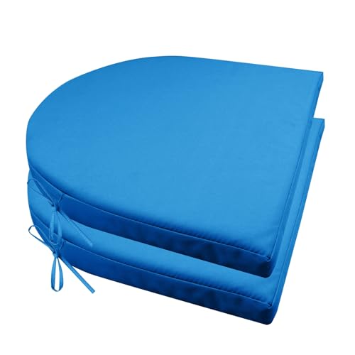 BESTORI 2er Set Stuhlkissen mit Bändern Wasserdicht Rutschfestes Sitzkissen Bequeme Halbrund Sitzpolster für Gartenmöbel Oder Stuhl Wasserdicht Garten 40 x 40 x 4 cm Hellblau von BESTORI