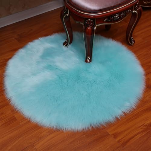 BESTORI 30 cm Rund Teppich Flauschig Weich Wohnzimmerteppich waschbarer Küchenteppich Shaggy Bettvorleger Moderner Matte für Schlafzimmer Flur, Grün von BESTORI