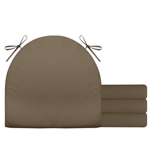 BESTORI 4er Set Stuhlkissen mit Bändern Wasserdicht Rutschfestes Sitzkissen Bequeme Halbrund Sitzpolster für Gartenmöbel Oder Stuhl Wasserdicht Garten 40 x 40 x 4 cm Braun von BESTORI