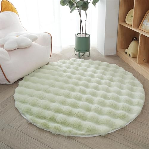 BESTORI 60 cm Rund Teppich Rutschfester Bettvorleger Shaggy Weich Wohnzimmerteppich Flauschig Kuscheltteppich waschbarer Matte für Schlafzimmer Dekoration, Grün von BESTORI