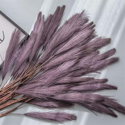 BESTORI 8 Stück Pampasgras Getrocknet Boho Natural Trockenblumen Bouquet 80cm Schilfblume Deko für Hochzeit Vase Wohnzimmer Tischdeko, Weinrot von BESTORI