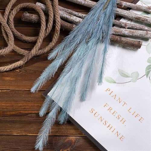 BESTORI 8 Stück Pampasgras Getrocknet Natürliche Flauschige Trockenblumen 77cm Boho Pampasgras-Bouquet Schilfblume Deko für Hochzeit Vasen, Blau von BESTORI