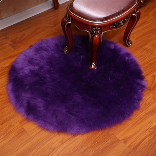 BESTORI 80 cm Rund Teppich Flauschig Weich Wohnzimmerteppich waschbarer Küchenteppich Shaggy Bettvorleger Moderner Matte für Schlafzimmer Flur, Lila von BESTORI