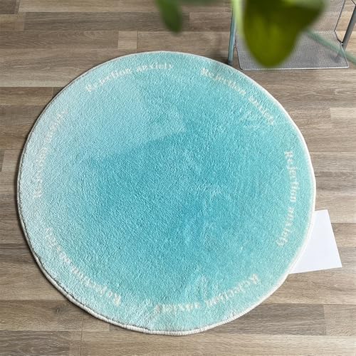 BESTORI 80 cm Teppich Rund Gradient für Wohnzimmer Weich Rutschfester Bettvorleger Waschbar Matte für Kinderzimmer Schlafzimmer Dekoration, Blau von BESTORI
