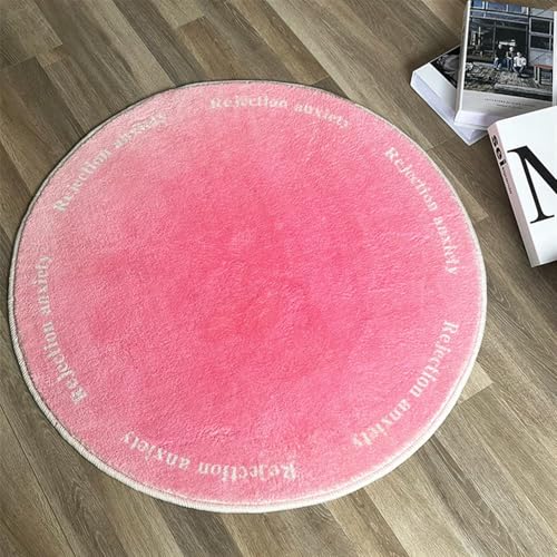 BESTORI 80 cm Teppich Rund Gradient für Wohnzimmer Weich Rutschfester Bettvorleger Waschbar Matte für Kinderzimmer Schlafzimmer Dekoration, Rosa von BESTORI