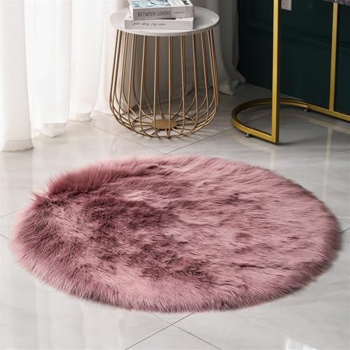 BESTORI 90 cm Rund Teppich Flauschig Weich Wohnzimmerteppich waschbarer Küchenteppich Shaggy Bettvorleger Moderner Matte für Schlafzimmer Flur, Hellviolett von BESTORI