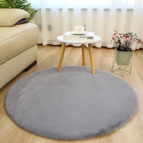BESTORI 90 cm Rund Teppich Wohnzimmer Moderner Flauschig Schlafzimmer Bettvorleger Waschbarer Carpet Weich Küchenteppich Matte für Flur, Grau BESTORI 90 cm Rund Teppich Wohnzimmer Moderner Flauschig Schlafzimmer Bettvorleger Waschbarer Carpet Weich Küchenteppich Matte für Flur, Grau von BESTORI