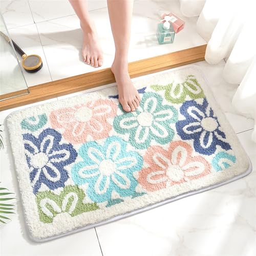 BESTORI Badematte mit Blumenmuster Weich rutschfest Badezimmerteppich maschinenwaschbar Mikrofaser Dusch-Badewannenmatte, Stil 6, 40 x 60 cm von BESTORI