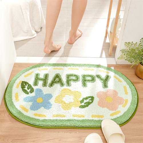 BESTORI Badematte mit Blumenmuster Weich rutschfest Badezimmerteppich maschinenwaschbar Mikrofaser Dusch-Badewannenmatte, Stil 8, 50 x 80 cm von BESTORI