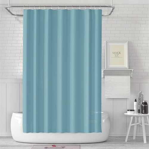 BESTORI Duschvorhang Wasserdicht Textil Waschbar Duschvorhang Schnelltrocknend Stoff Polyester für Badewanne und Dusche Hellblau, 180 x 180cm(H x B) von BESTORI