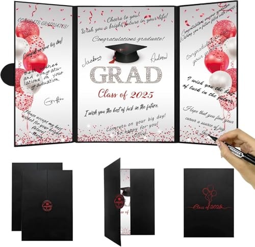 BESTORI Gästebuch zum Schulabschluss Unterschrift im Gästebuch für Abschluss Partyzubehör Gastgeschenke für Oberstufen- und College-Studenten, Rot BESTORI Gästebuch zum Schulabschluss Unterschrift im Gästebuch für Abschluss Partyzubehör Gastgeschenke für Oberstufen- und College-Studenten, Rot von BESTORI