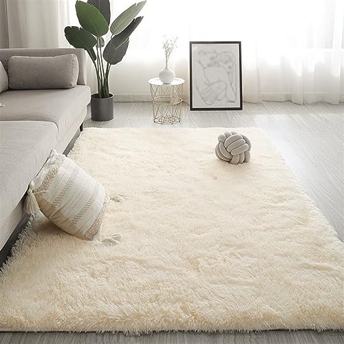 BESTORI Hochflor Teppich Wohnzimmer rutschfest Fellteppich Shaggy Flauschig Weich Einfarbig Teppich für Kinderzimmer Schlafzimmer Arbeitszimmer Beige, 60 x 160 cm von BESTORI