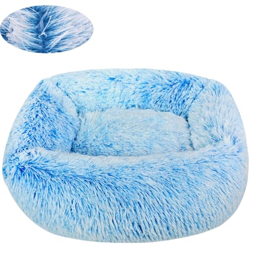 BESTORI Hundebett Gradient Katzenbett Flauschig Hundematte mit rutschfeste Unterseite Weiche Haustierbett Maschinenwaschbar Katze Kissen, Blau, 85 x 75 cm von BESTORI
