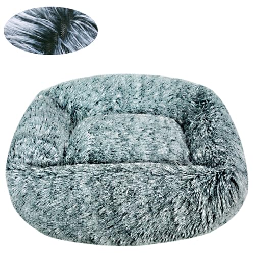 BESTORI Hundebett Gradient Katzenbett Flauschig Hundematte mit rutschfeste Unterseite Weiche Haustierbett Maschinenwaschbar Katze Kissen, Dunkelgrau, 85 x 75 cm von BESTORI