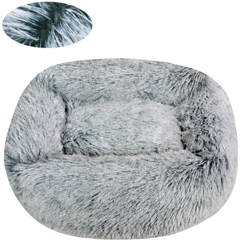 BESTORI Hundebett Gradient Katzenbett Flauschig Hundematte mit rutschfeste Unterseite Weiche Haustierbett Maschinenwaschbar Katze Kissen, Hellgrau, 85 x 75 cm von BESTORI
