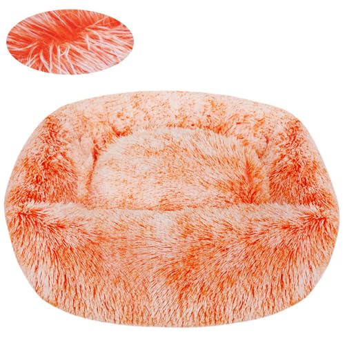 BESTORI Hundebett Gradient Katzenbett Flauschig Hundematte mit rutschfeste Unterseite Weiche Haustierbett Maschinenwaschbar Katze Kissen, Orange, 65 x 55 cm von BESTORI