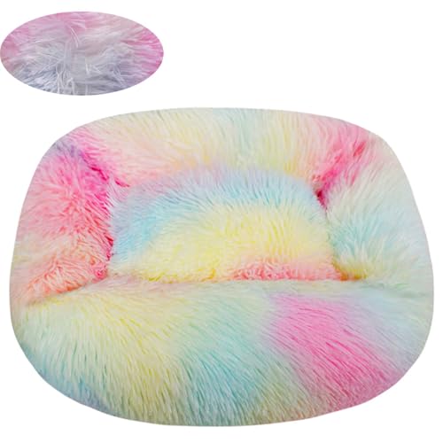 BESTORI Hundebett Gradient Katzenbett Flauschig Hundematte mit rutschfeste Unterseite Weiche Haustierbett Maschinenwaschbar Katze Kissen, Regenbogen, 75 x 65 cm von BESTORI