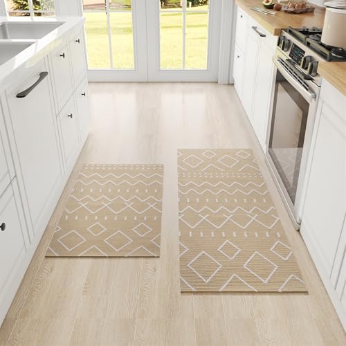 BESTORI Küchenmatte 2-teilige rutschfeste Küche Bodenmatte Waschbare Müdigkeit Boho Dekoration Absorptionsfähigkeit Teppich Läufer für Flur Küche, Stil 1, 50x80cm+50x150cm BESTORI Küchenmatte 2-teilige rutschfeste Küche Bodenmatte Waschbare Müdigkeit Boho Dekoration Absorptionsfähigkeit Teppich Läufer für Flur Küche, Stil 1, 50x80cm+50x150cm von BESTORI