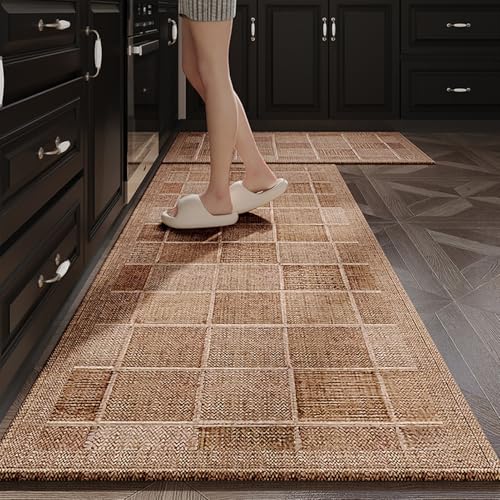 BESTORI Küchenteppich Set 2 Stück rutschfeste Küchenmatte Müdigkeit Boho Küchenbodenmatten Teppich Läufer für Küche, Flur, Wohnraum, Stil 2, 45x70cm+45x120cm von BESTORI