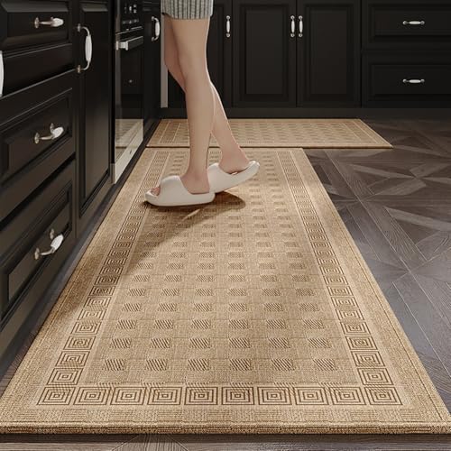 BESTORI Küchenteppich Set 2 Stück rutschfeste Küchenmatte Müdigkeit Boho Küchenbodenmatten Teppich Läufer für Küche, Flur, Wohnraum, Stil 4, 45x70cm+45x150cm von BESTORI
