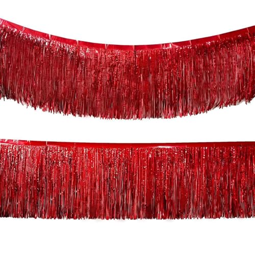 BESTORI Lametta Vorhang Rot Glitzer 2 Stück Hintergrund Dekoration Metallic Tinsel Vorhange fur Party Deko Hochzeit Festivals Bühnendekor, 35 x 300 cm BESTORI Lametta Vorhang Rot Glitzer 2 Stück Hintergrund Dekoration Metallic Tinsel Vorhange fur Party Deko Hochzeit Festivals Bühnendekor, 35 x 300 cm von BESTORI